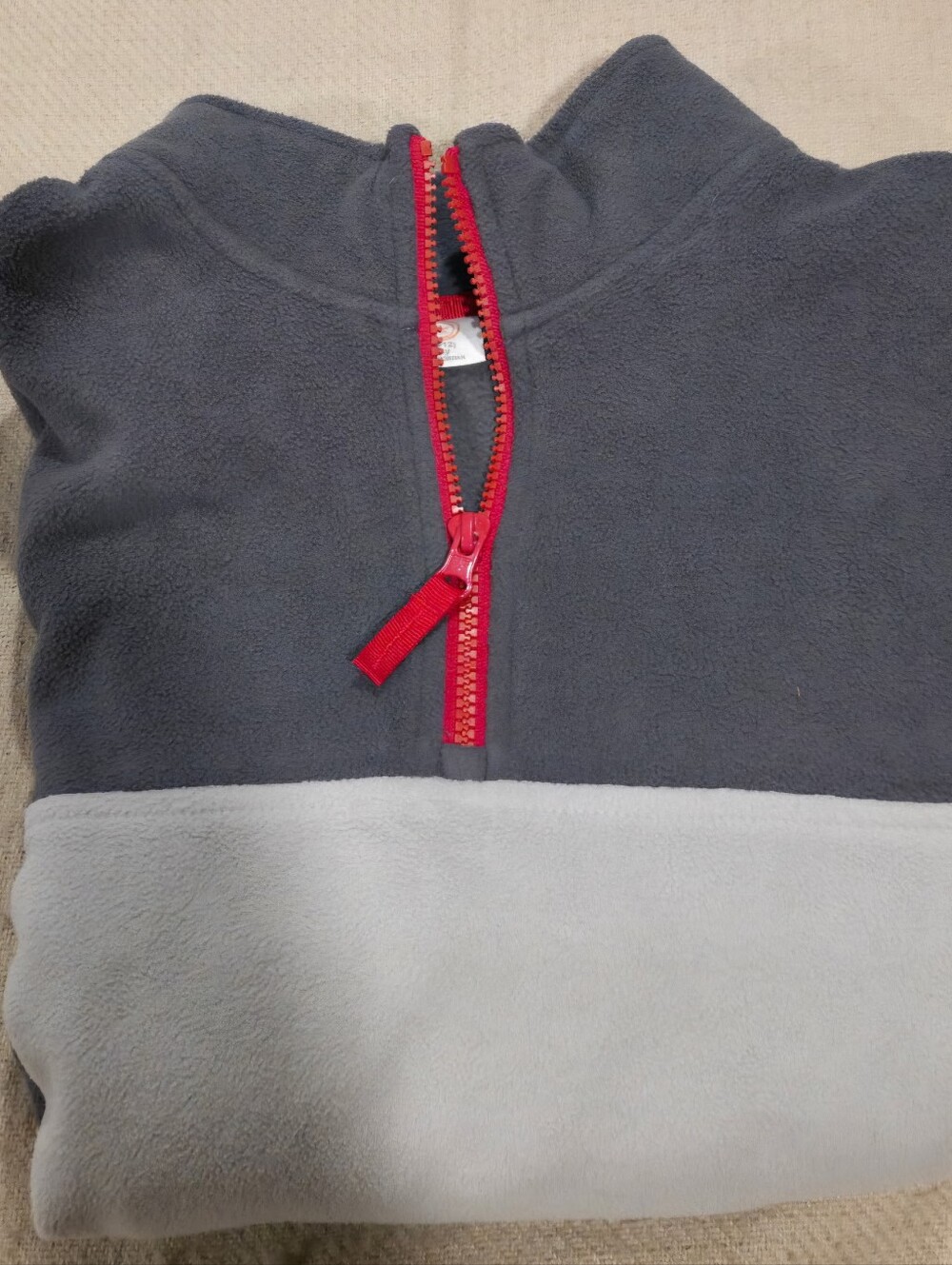 wonder nation Two-Tone Gray Fleece Half-Zip Pullover with Red Zip